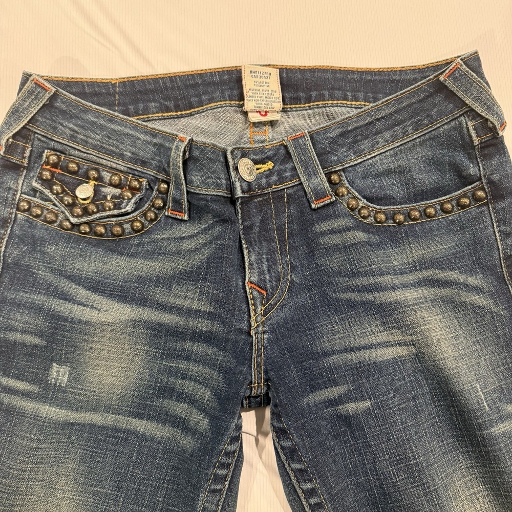 Vtg True Religion Joey flare low Rise Studded pockets Y2K Sz 30, Inseam 33